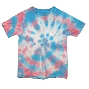 FRUIT OF THE LOOM Pink, Blue, and White Tie-Dye T-Shirt